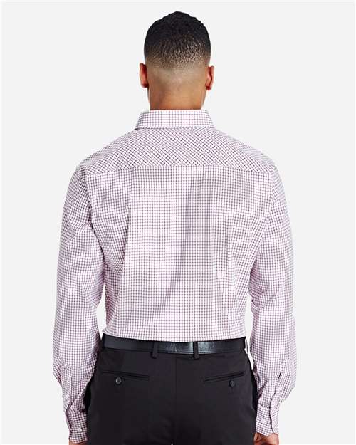 Men's CrownLux Performance® Micro Windowpane Woven Dress Shirt - Burgundy/ White