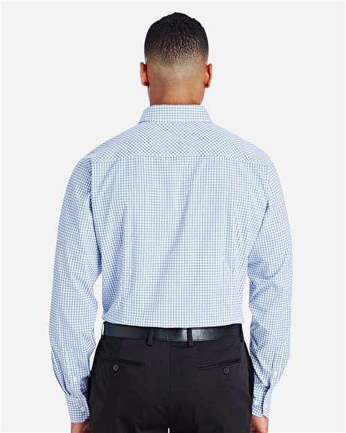 Men's CrownLux Performance® Micro Windowpane Woven Dress Shirt - French Blue/ White