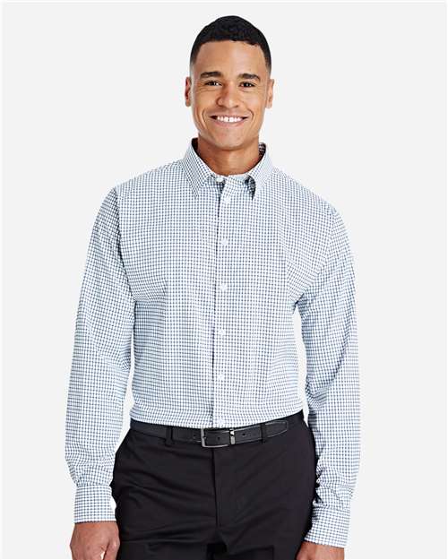 Men's CrownLux Performance® Micro Windowpane Woven Dress Shirt - Navy/ White