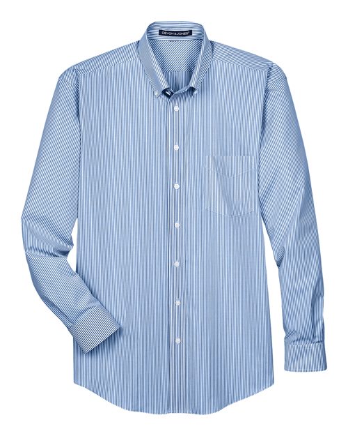 Men's Crown Collection® Banker Stripe Woven Dress Shirt - French Blue