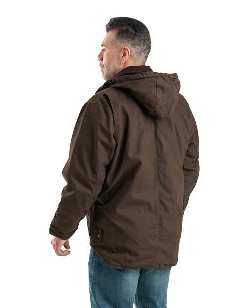 Men's Heartland Washed Duck Zip-Off Hooded Coat - Bark