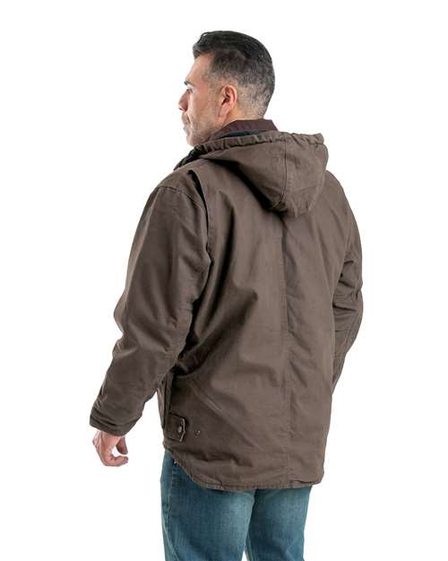 Men's Heartland Washed Duck Zip-Off Hooded Coat - Dark Khaki