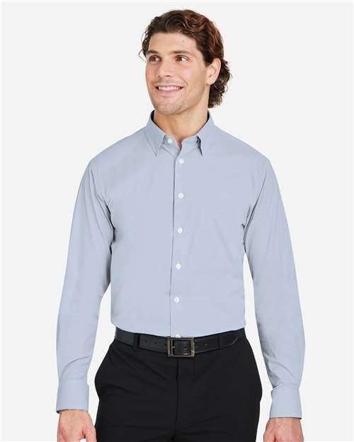 Men's CrownLux Performance® Microstripe Dress Shirt - Navy/ White