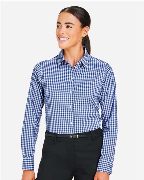 Women's CrownLux Performance® Gingham Dress Shirt - Navy/ White