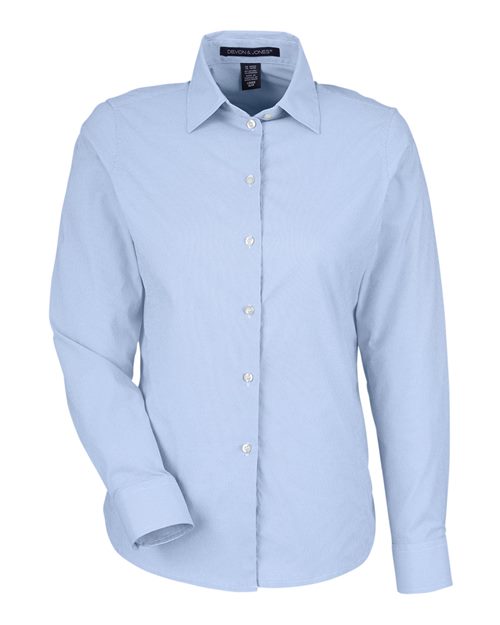 Women's CrownLux Performance® Microstripe Dress Shirt - French Blue/ White