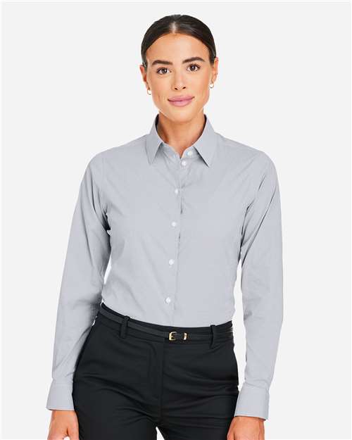 Women's CrownLux Performance® Microstripe Dress Shirt - Graphite/ White