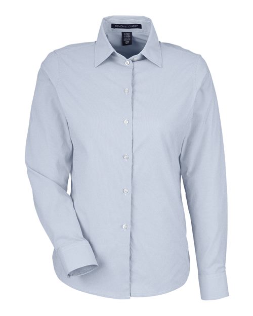 Women's CrownLux Performance® Microstripe Dress Shirt - Navy/ White