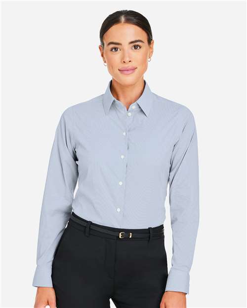 Women's CrownLux Performance® Microstripe Dress Shirt - Navy/ White
