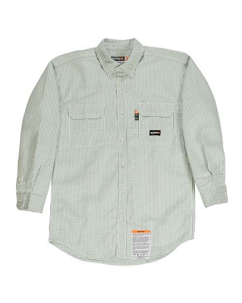 Men's Flame-Resistant Down Plaid Work Shirt - Green
