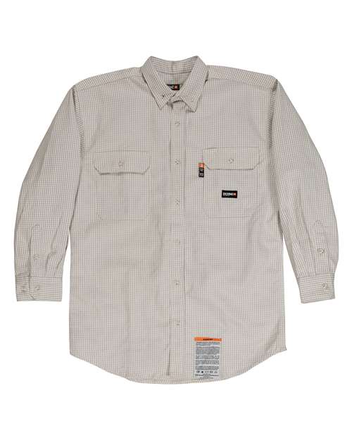 Men's Flame-Resistant Down Plaid Work Shirt - Khaki