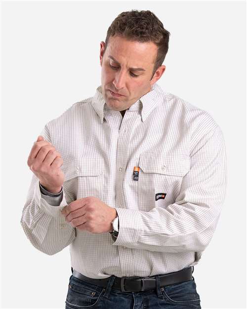 Men's Flame-Resistant Down Plaid Work Shirt - Khaki