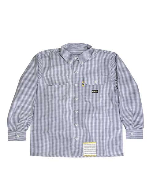 Men's Flame-Resistant Down Plaid Work Shirt - Navy