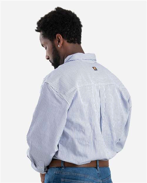 Men's Flame-Resistant Down Plaid Work Shirt - Navy