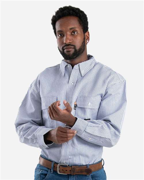 Men's Flame-Resistant Down Plaid Work Shirt - Navy