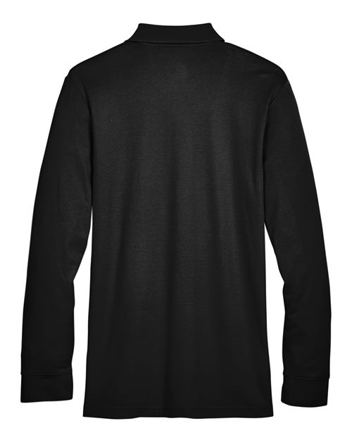 Men's Tall CrownLux Performance® Plaited Long Sleeve Polo - Black