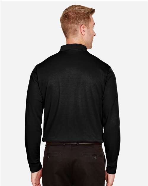 Men's Tall CrownLux Performance® Plaited Long Sleeve Polo - Black