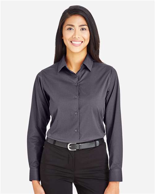 Women's CrownLux Performance® Tonal Mini Check Woven Dress Shirt - Carbon