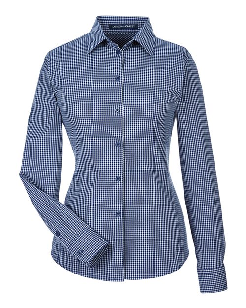 Women's CrownLux Performance® Tonal Mini Check Woven Dress Shirt - Navy