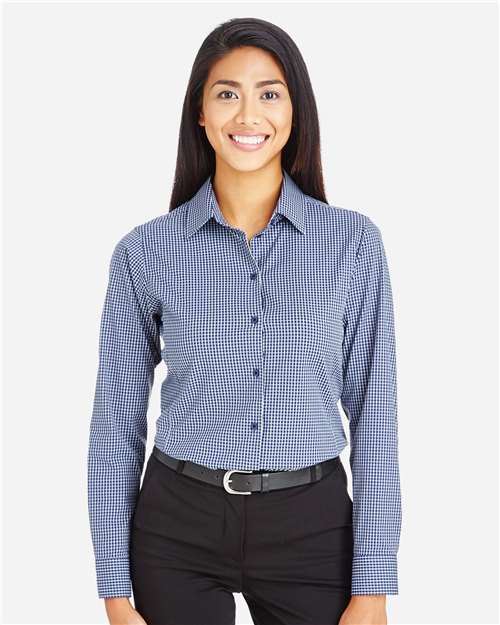 Women's CrownLux Performance® Tonal Mini Check Woven Dress Shirt - Navy