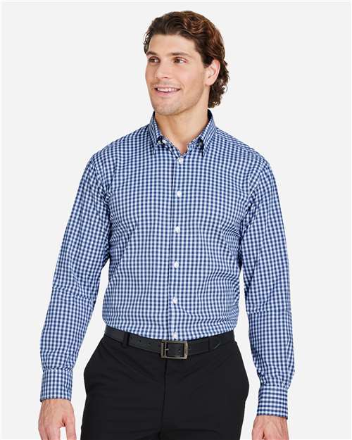 Men's CrownLux Performance® Gingham Dress Shirt - Navy/ White