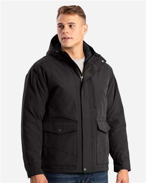 Men's Highland Quilt-Lined Micro-Duck Hooded Jacket - Black