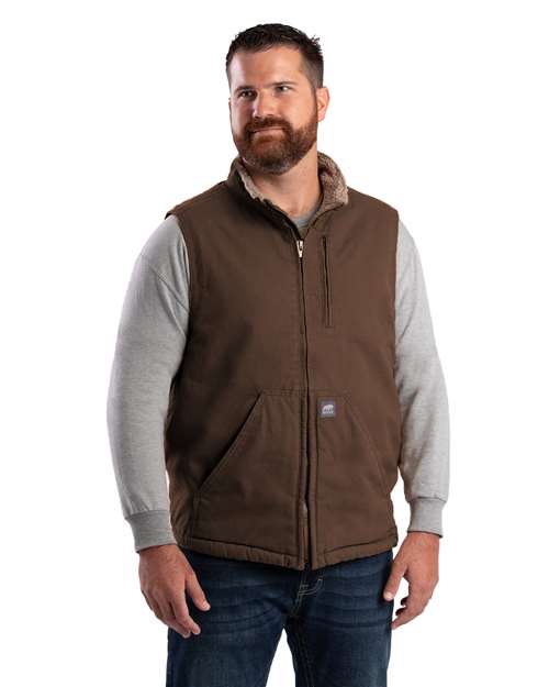 Men's Heartland Sherpa-Lined Washed Duck Vest - Bark