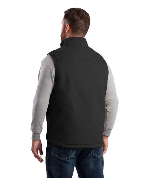 Men's Heartland Sherpa-Lined Washed Duck Vest - Black