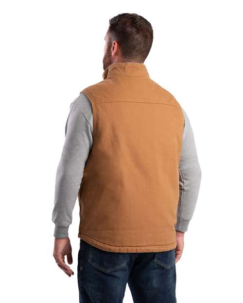 Men's Heartland Sherpa-Lined Washed Duck Vest - Brown Duck