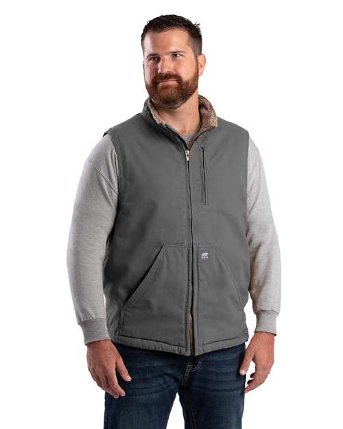 Men's Heartland Sherpa-Lined Washed Duck Vest - Slate