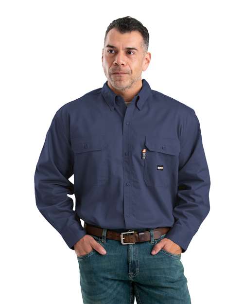 Men's Flame-Resistant Button-Down Work Shirt - Navy