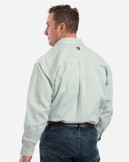 Men's Tall Flame-Resistant Down Plaid Work Shirt - Green