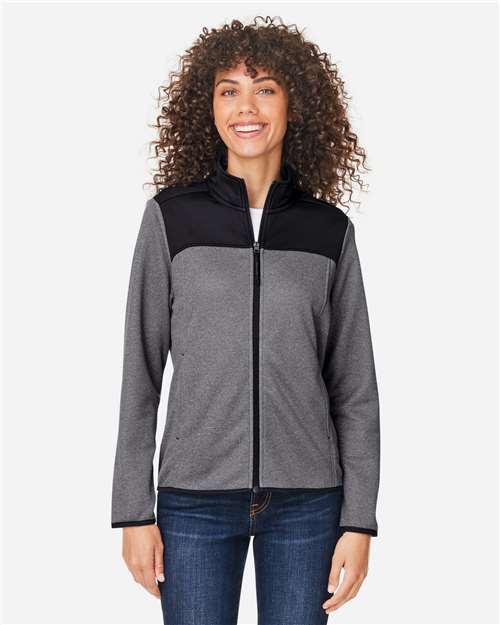 Women's Venture Heathered Stripe Hybrid Jacket - Black/ White