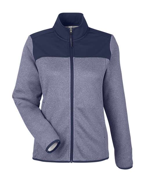 Women's Venture Heathered Stripe Hybrid Jacket - Classic Navy/ White