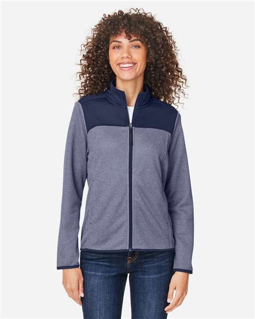 Women's Venture Heathered Stripe Hybrid Jacket - Classic Navy/ White