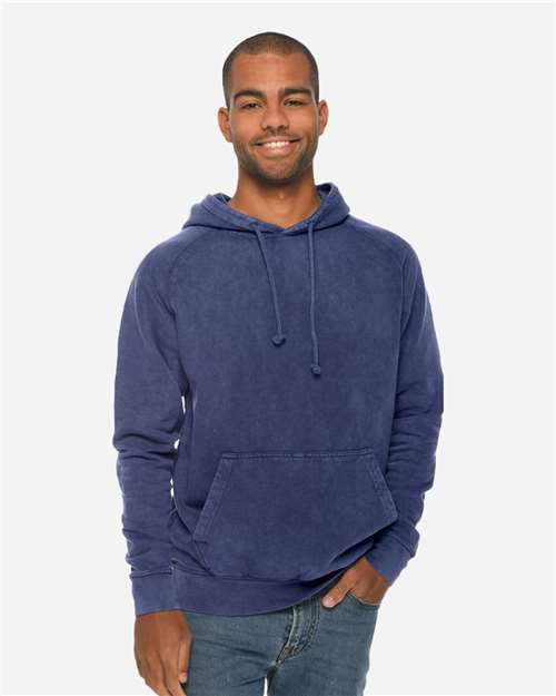 Unisex Vintage Raglan Hooded Sweatshirt - Vintage Denim