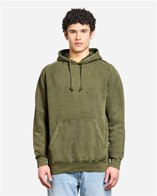 Unisex Vintage Raglan Hooded Sweatshirt - Vintage Olive