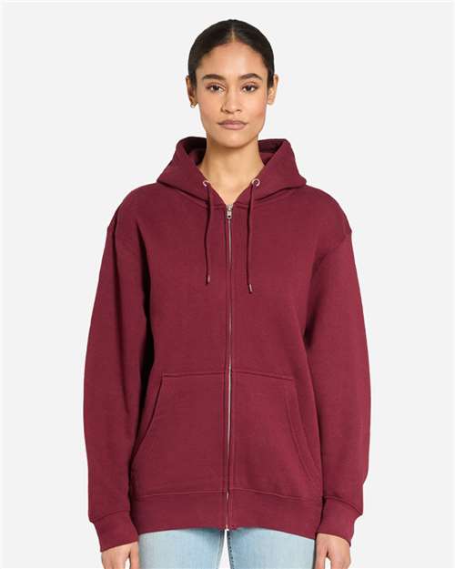 Unisex Premium Full-Zip Hooded Sweatshirt - Burgundy