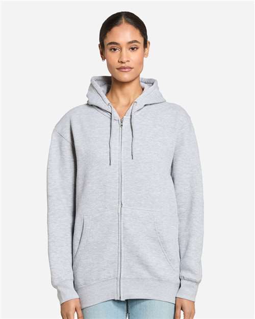 Unisex Premium Full-Zip Hooded Sweatshirt - Heather Grey