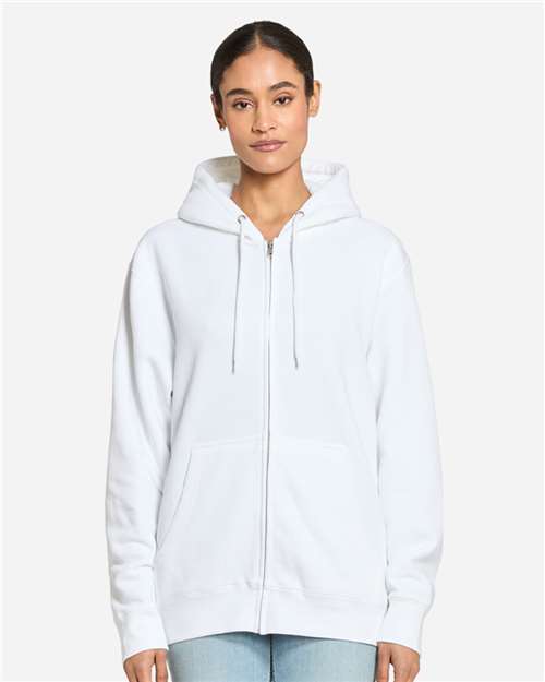 Unisex Premium Full-Zip Hooded Sweatshirt - White