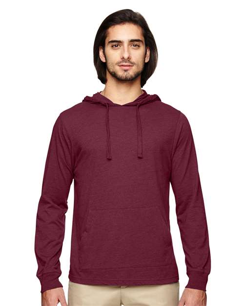 Unisex Eco Jersey Pullover Hooded Long Sleeve T-Shirt - Berry