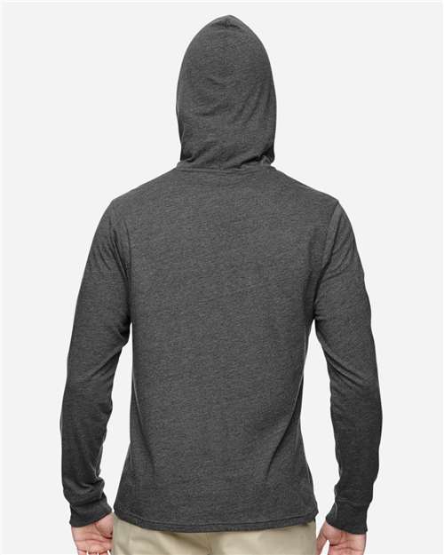 Unisex Eco Jersey Pullover Hooded Long Sleeve T-Shirt - Charcoal/ Black