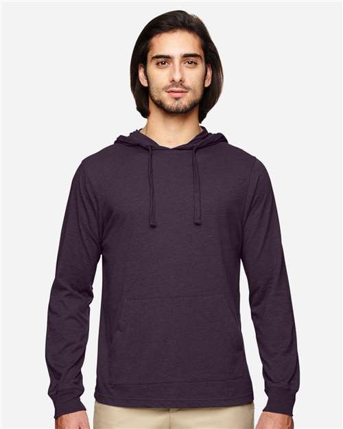 Unisex Eco Jersey Pullover Hooded Long Sleeve T-Shirt - Eggplant