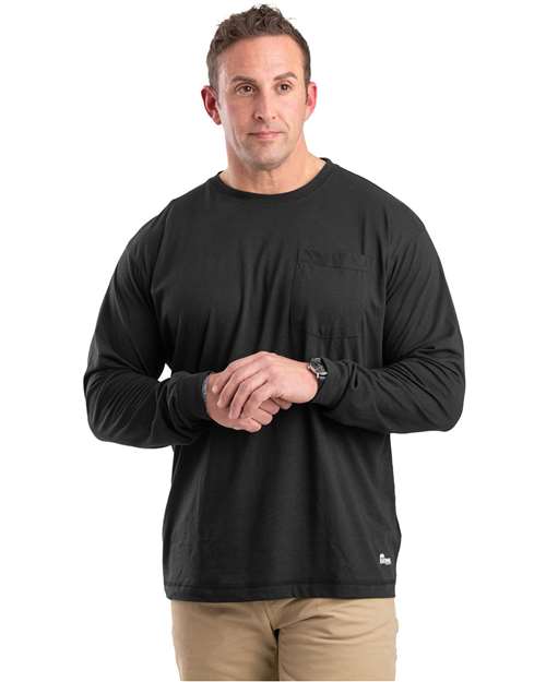 Men's Tall Performance Long Sleeve Pocket T-Shirt - Black