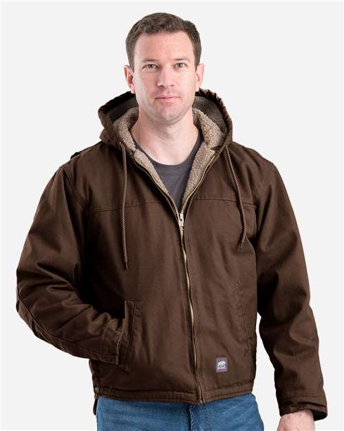 Men's Heartland Washed Duck Hooded Work Coat - Bark