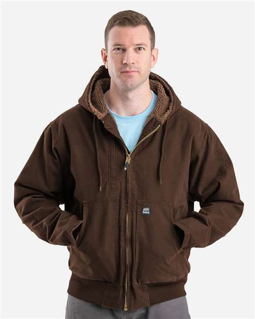 Men's Highland Flex180® Washed Duck Hooded Work Jacket - Bark
