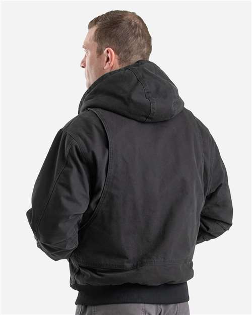 Men's Highland Flex180® Washed Duck Hooded Work Jacket - Black