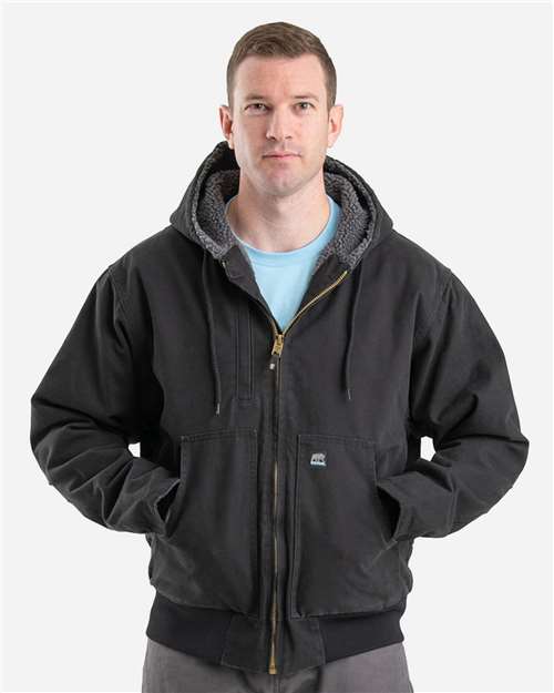 Men's Highland Flex180® Washed Duck Hooded Work Jacket - Black