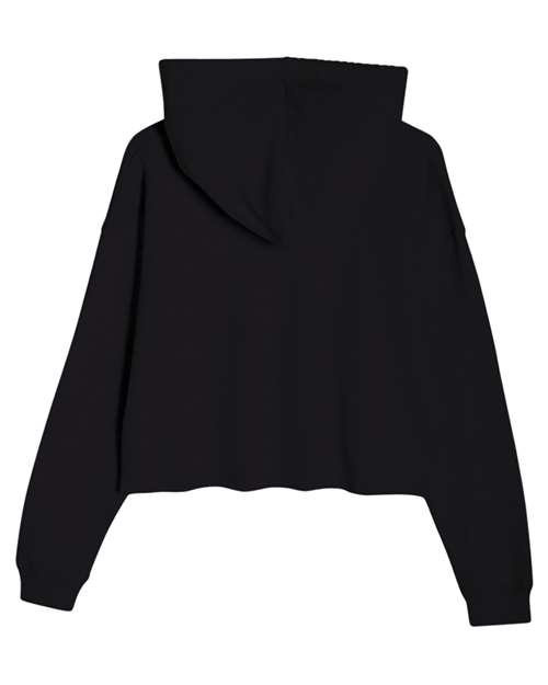 Women's Cropped Fleece Hooded Sweatshirt - Black