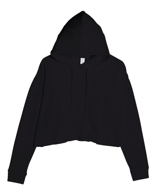 Women's Cropped Fleece Hooded Sweatshirt - Black