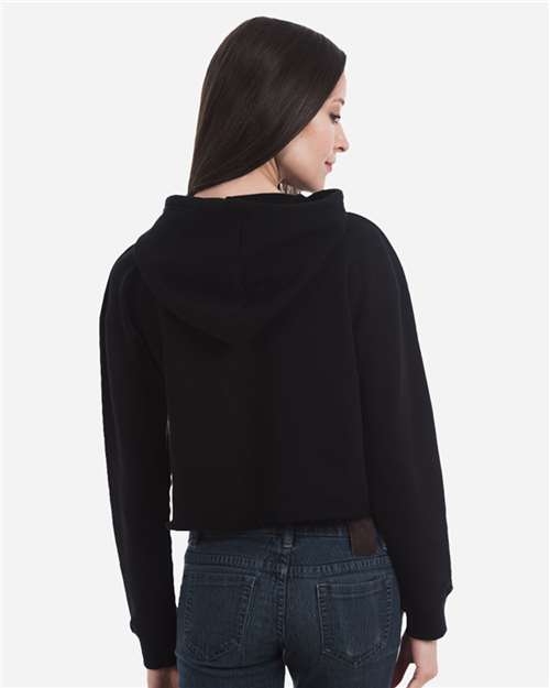 Women's Cropped Fleece Hooded Sweatshirt - Black